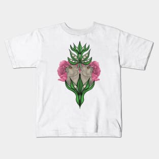 Cats and Flowers. Pink Pionys Kids T-Shirt